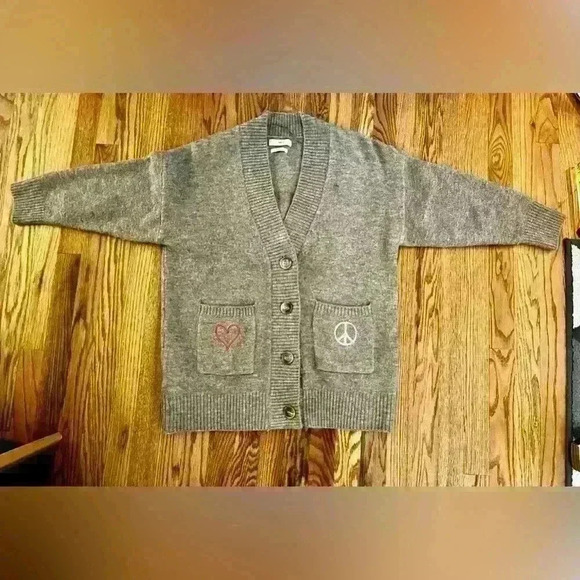 MANGO - OVERSIZED CARDIGAN. WOOL BLEND. SMALL. EMBROIDERED POCKETS - Picture 1 of 11